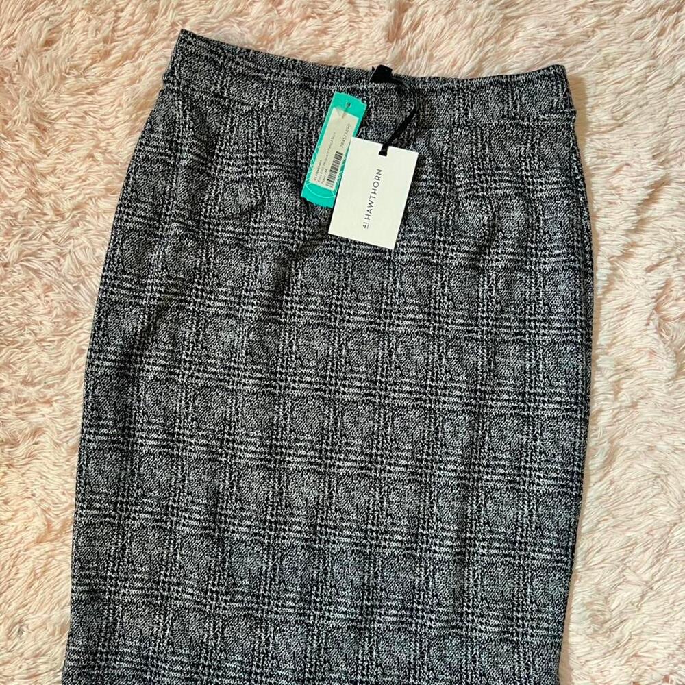 Hawthorn Navy Kora Knit Stretch Professional Quiet‎ Luxury Jacquard Pencil Skirt